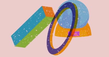 Risograph Noel süsleme balosu ve geometrik şekilli Kar Küresi animasyonları. Moda riso grafik tasarım videosunda nesne taşınıyor.