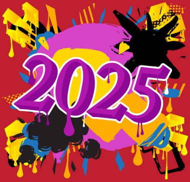 2025 Graffiti tag. Abstract modern street art decoration performed in urban painting style. clipart