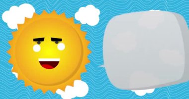 2025 numara ve sıcak sarı bir yaz güneşi. Parlak turuncu güneş ışığının basit bir animasyonu.