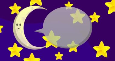 Gece gökyüzü ve yıldızlarla Ay 'da 2025 numara. Çizgi film animasyon videosu.