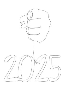 Sürekli bir el çizgisi ve 2025 numara. İnce Çizgi Çizimi Vektör Konsepti. Contour Yaratıcı Fikirler Çiziyor.