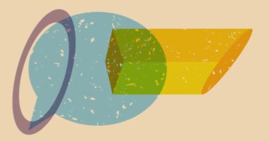 Geometrik şekilli Risograph konuşma balonu animasyonu. Moda riso grafik tasarım videosunda nesne taşınıyor.