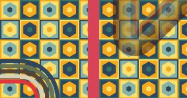 70 'lerin arka plan animasyonu. Harika 1970 'lerin sanat videosu. Minimalist çizgili tasarım sahnesi. Eski moda gökkuşağı renkli sanat eserleri.