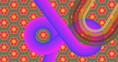 70 'lerin arka plan animasyonu. Harika 1970 'lerin sanat videosu. Minimalist çizgili tasarım sahnesi. Eski moda gökkuşağı renkli sanat eserleri.