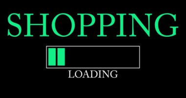 Alışverişe. Çubuk Göstergesi Yükleme, İndirme ve Yükleme ile metin. Bilgisayar ekranına yükle, yükle.