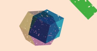 Risograph tarzı Nesne şekilleri. Geometri elementleri soyut doku. Büyük renkli geometrik animasyon. Moda riso grafik videosu.