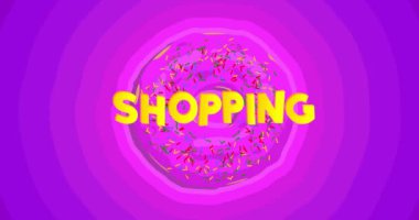 Alış veriş mesajlı çörek. Çizgi film Yaşam Tarzları Canlandırması.