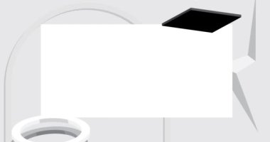 Metin için yeri olan beyaz ve siyah geometrik grafik arka plan animasyonu. Asgari geometrik elementler çerçeve video. Reklam için klasik soyut şekiller.