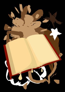 Kitap grafitisi. Soyut modern sokak sanatı dekorasyonu kentsel resim tarzında gerçekleştirildi.