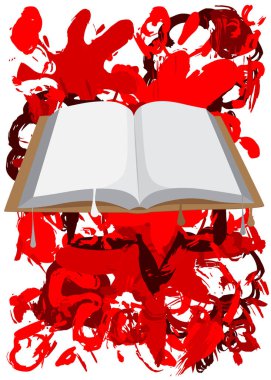 Kitap grafitisi. Soyut modern sokak sanatı dekorasyonu kentsel resim tarzında gerçekleştirildi.