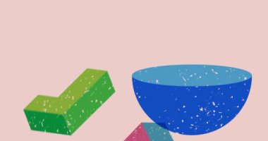 Risograph Heart şekilli hediye kutusu geometrik şekilli animasyon. Moda riso grafik tasarım videosunda nesne taşınıyor.