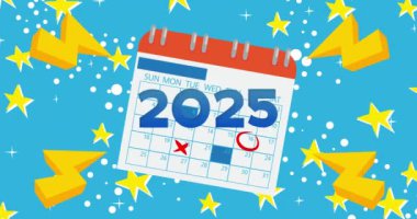 Takvim ile 2025 numara. Çizgi film animasyon videosu.