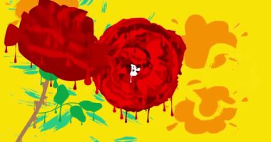 Rose Graffiti etiket animasyonu. Soyut modern sokak sanatı video dekorasyonu şehir boyama tarzında gerçekleştirildi.