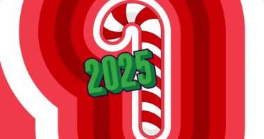 Kırmızı ve Beyaz Noel Şeker Çubuğu, 2025 numara. Tatil kutlaması.