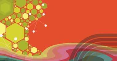 70 'lerin arka plan animasyonu. Harika 1970 'lerin sanat videosu. Minimalist çizgili tasarım sahnesi. Eski moda gökkuşağı renkli sanat eserleri.