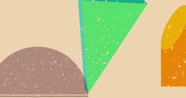 Risograf şekilleri. Geometri elementleri soyut doku. Büyük renkli geometrik animasyon. Moda riso grafik biçimi videosundaki nesne.