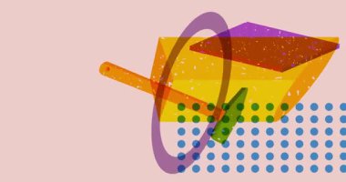 Risograph Hammer ve geometrik şekilli konuşma balonu animasyon. Moda riso grafik tasarım videosunda nesne taşınıyor.