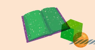 Geometrik şekilli Risograph Book animasyonu. Moda riso grafik tasarım videosunda nesne taşınıyor.