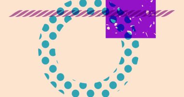 Geometrik şekilli Risograph Book animasyonu. Moda riso grafik tasarım videosunda nesne taşınıyor.