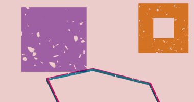 Risograph objesi şekilleri. Geometri elementleri soyut doku. Büyük renkli geometrik animasyon. Moda riso grafik biçimi videosu.