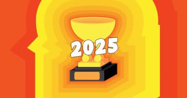 Kupa kupaları 2025 numara. Spor etkinliği arka plan animasyonu. Yılın şampiyonu..