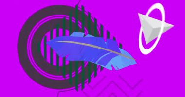 Tüy geometrik grafik retro Quill kalem temalı arka plan videosu. Minimum geometrik elementler animasyonu. Klasik soyut şekiller reklam için resimleme.