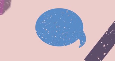 Geometrik şekilli Risograph konuşma balonu animasyonu. Moda riso grafik tasarım videosunda nesne taşınıyor.