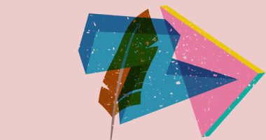 Geometrik şekilli Risograph Feather animasyonu. Moda riso grafik tasarım videosunda nesne taşınıyor.