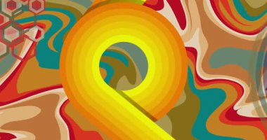 70 'lerin Retro Arkaplan animasyonu ile Groovy 1970' lerin sanat videosu. Minimalist Vintage tasarımı, eski moda renk çizimi.