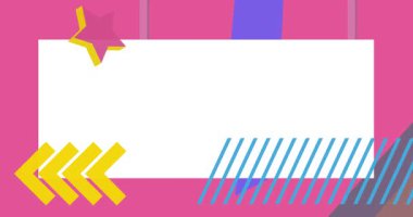 Metin için yeri olan geometrik grafik retro tema arkaplan animasyonu. Asgari geometrik elementler çerçeve video. Reklam için klasik soyut şekiller.