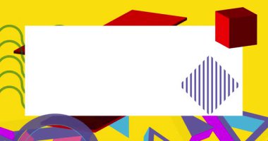 Metin için yeri olan geometrik grafik retro tema arkaplan animasyonu. Asgari geometrik elementler çerçeve video. Reklam için klasik soyut şekiller.