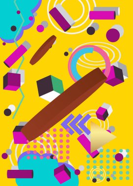 Geometrik grafik retro tema kapağı. Minimum geometrik elementler poster tasarımı. Poster pankartı için klasik soyut şekiller şablonu.