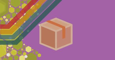 70 'lerin arka plan animasyonu karton kutuyla. Harika bir konteynır. 1970 'lerin sanat videosu. Minimalist Vintage tasarımı, eski moda renk çizimi.