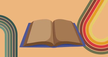 Book 'la 70' lerin geçmişe dönük animasyonları. Harika Edebiyat 1970 'lerin sanat videosu. Minimalist Vintage tasarımı, eski moda renk çizimi.