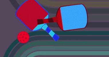 Pickleball 'la 70' lerin arka plan animasyonu. 1970 'lerin sanat klibi. Minimalist Vintage tasarımı, eski moda renk çizimi.