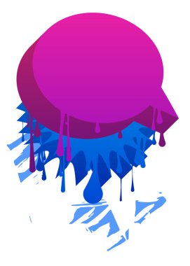 Mavi ve mor graffiti konuşma balonu. Soyut Çağdaş Mesajlaşma tabelası sokak sanatı dekorasyonu, Tartışma simgesi kentsel resim tarzında icra edildi.