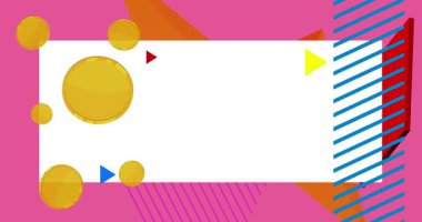 Metin için yeri olan geometrik grafik retro tema arkaplan animasyonu. Asgari geometrik elementler çerçeve video. Reklam için klasik soyut şekiller.