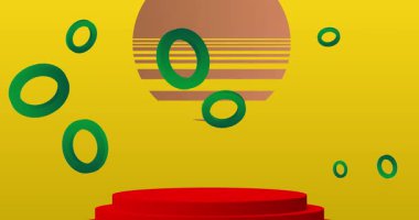 Mokup ürün animasyon, silindir kaide podyumu. Sunum için sahne gösterisi videosu.