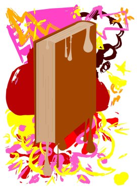 Kitap grafitisi. Soyut modern sokak sanatı dekorasyonu kentsel resim tarzında gerçekleştirildi.