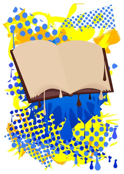 Kitap grafitisi. Soyut modern sokak sanatı dekorasyonu kentsel resim tarzında gerçekleştirildi.