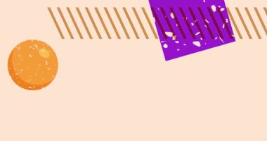 Renkli geometrik şekiller animasyon. Moda riso grafik tasarımlı nesne. Geometri ögeleri soyut risograph doku tarzı video.