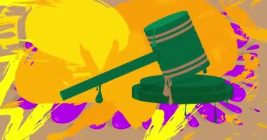 Gavel Graffiti etiket animasyonu. Soyut modern sokak sanatı video dekorasyonu şehir boyama tarzında gerçekleştirildi.