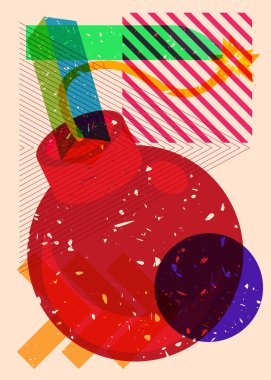 Geometrik şekilli Risograph Bomb. Geometri elemanları ile modayı gösteren riso grafik desen tasarımı nesneleri.