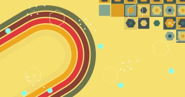 70 'lerin geçmişe dönük Çin Feneri animasyonu. 1970 'lerin muhteşem sanat videosu. Minimalist Vintage tasarımı, eski moda renk çizimi.