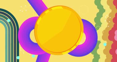 Retro 70 'lerin altın sikkeli arka plan animasyonu. Harika bir para. 1970 'lerin sanat videosu. Minimalist Vintage tasarımı, eski moda renk çizimi.