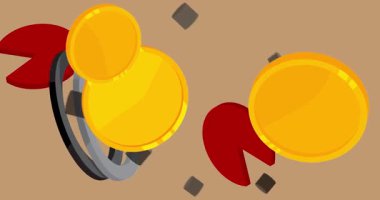 Altın sikke geometrik grafik retro temalı arka plan. Minimum geometrik elementler. Klasik soyut şekiller vektör illüstrasyonu.