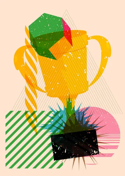 Geometrik şekilli Risograph Kupası. Geometri elemanları ile modayı gösteren riso grafik desen tasarımı nesneleri.