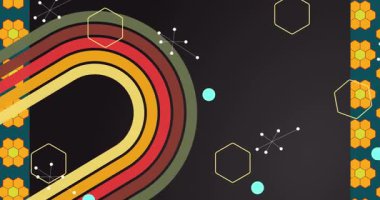 70 'lerin Retro Arkaplan animasyonu ile Groovy 1970' lerin sanat videosu. Minimalist Vintage tasarımı, eski moda renk çizimi.