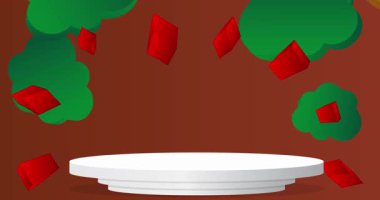 Mokup ürün animasyon, silindir kaide podyumu. Sunum için sahne gösterisi videosu.