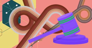 Gavel 'le Retro 70' lerin Arkaplan animasyonu. Harika Hukuk 1970 'lerin sanat videosu. Minimalist Vintage tasarımı, eski moda renk çizimi.